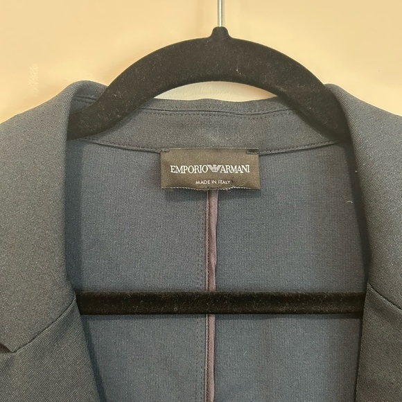 Emporio Armani Navy Tailored Blazer Large | Stretch Minimalist Career Jacket - Picture 2 of 9
